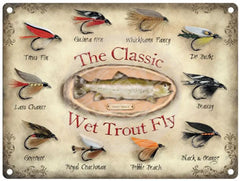 The classic wet trout fly metal sign