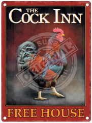 The Cock Inn free house metal signs