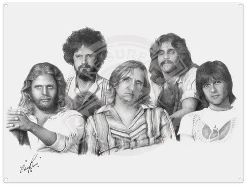 The Eagles illustration by Chris Burns metal sign