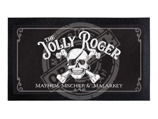 The Jolly Roger. Mayhem, Mischief and Malarkey bar runner.