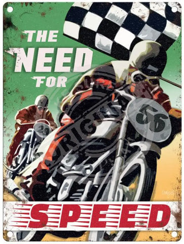 The need for speed metal sign