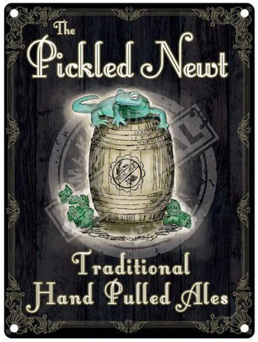 The Pickled Newt pub metal sign