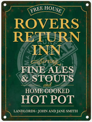 The Rovers Return Pub Sign - Personalised Mini 15Cm X 20Cm Metal Signs