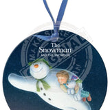 The Snowman and the Snowdog - Flying At Night Round Bauble Dangler Metal Signs