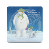 The Snowman and the Snowdog - Snowman and Snowdog in snow Melamine Coaster Metal Signs