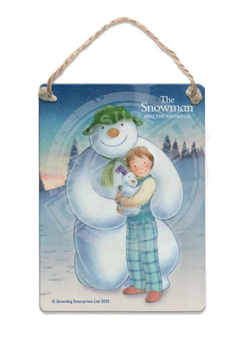 The Snowman and the Snowdog - Snowman Trio Pose Fridge Magnet Metal Signs