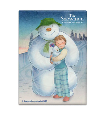 The Snowman and the Snowdog - Snowman Trio Pose Fridge Magnet Metal Signs