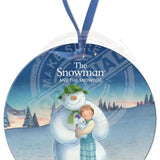 The Snowman and the Snowdog - Snowman Trio Pose Round Bauble Dangler Metal Signs