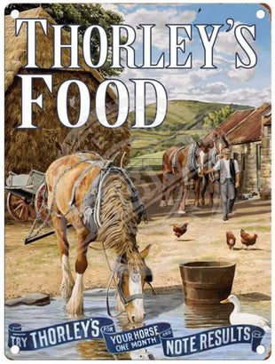 Thorleys Food horses by Trevor Mitchell metal sign