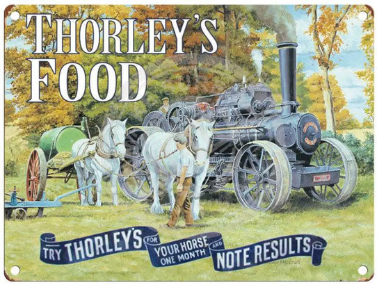 Thorleys Food steam engine metal sign