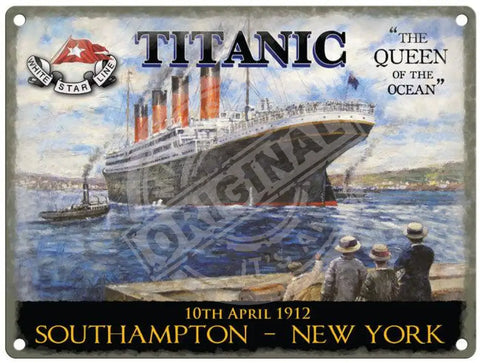 Titanic Southampton to New York metals sign