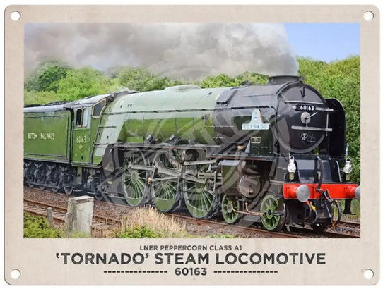 Tornado Steam Locomotive Mini Metal Sign 15cm x 20cm Metal Signs