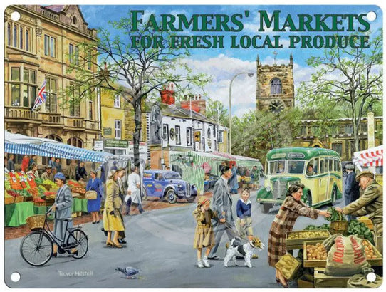 Farmers Markets for fresh local produce metal sign