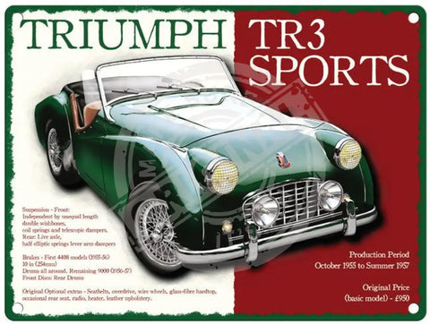 Triumph TR3 sports metal sign