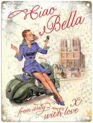 Vespa - Ciao Bella from Italy metal sign