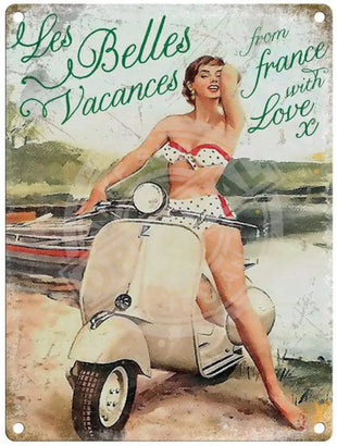 Vespa - Les Belles Vacances metal sign