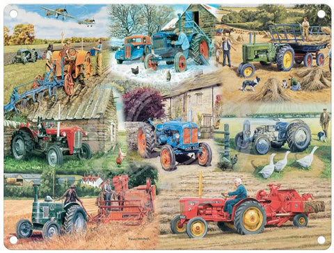 Trevor Mitchell Vintage Tractor Montage Metal Sign