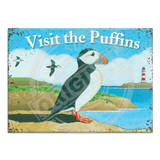 Visit The Puffins - Martin Wiscombe Fridge Magnet Metal Signs