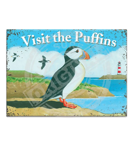 Visit The Puffins - Martin Wiscombe Fridge Magnet Metal Signs