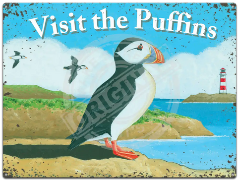 Visit The Puffins - Martin Wiscombe Fridge Magnet Metal Signs