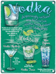 Vodka cocktail recipes metal sign