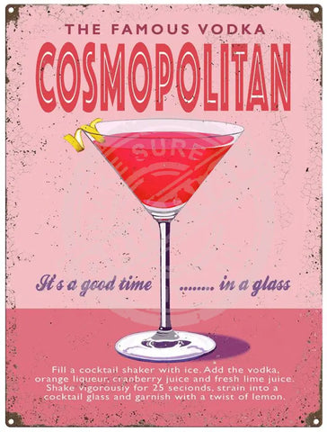 Vodka Cosmopolitan metal sign