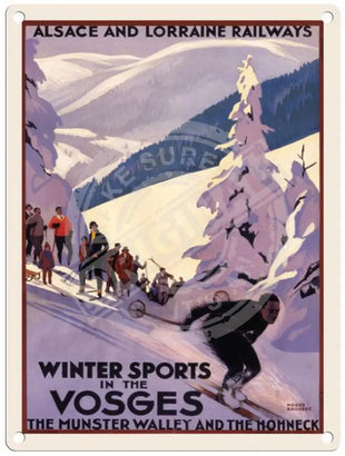 Winter sports in the Vosges metal sign