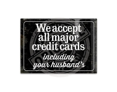 We accept all major credit cards metal fridge magnet