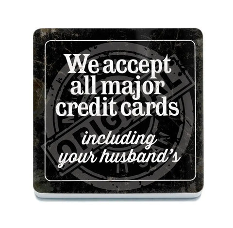 We accept all major credit cards metal fridge magnet