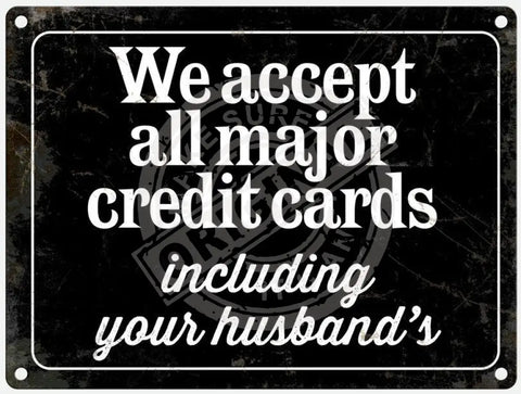 We accept all major credit cards metal fridge magnet