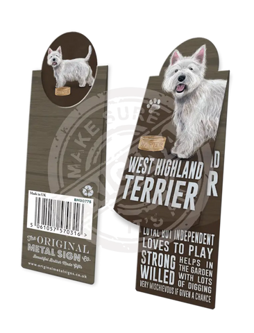 West Highland Terrier dog characteristics metal sign