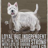 West Highland Terrier dog characteristics metal sign