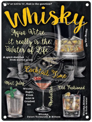 Whisky Cocktail time metal sign