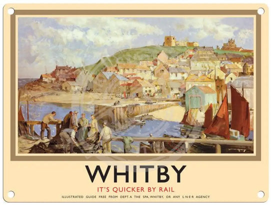 Whitby Harbour scene metal sign