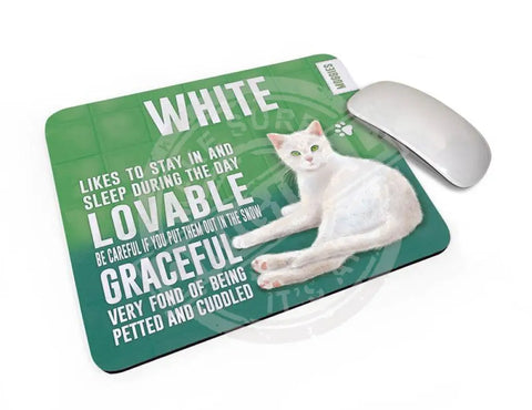 White Cat characteristics mouse mat.