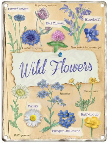 Wild flowers metal sign