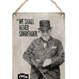 Winston Churchill we shall never surrender metal dangler