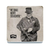 Winston Churchill we shall never surrender coaster