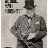 Winston Churchill we shall never surrender metal sign