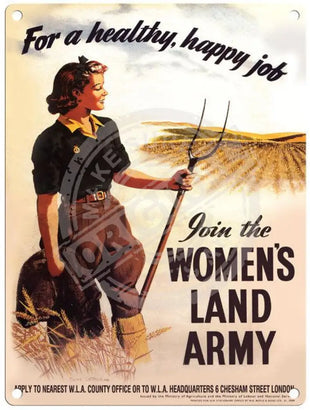 Join the women's land army metal sign