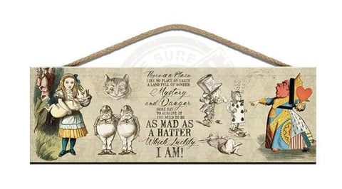 Wooden Sign - Alice In Wonderland Mad As A Hatter Signs