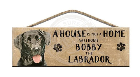 Personalised black labradoodle wooden sign