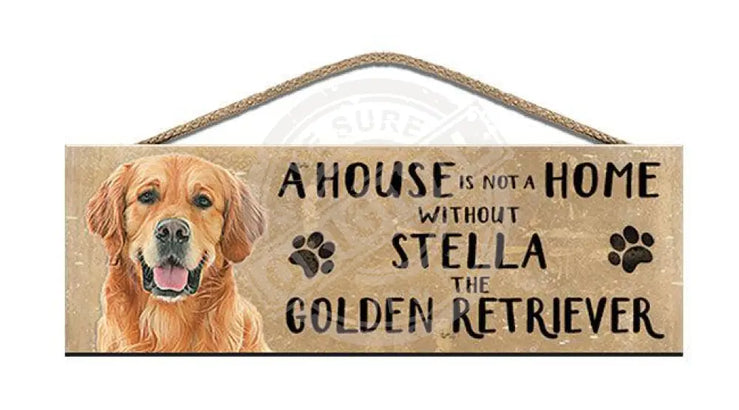 Personalised golden retriever wooden sign