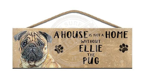 Personalised pug dog wooden sign