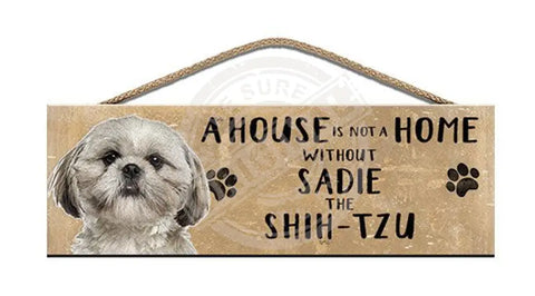 Personalised shih-tzu wooden sign