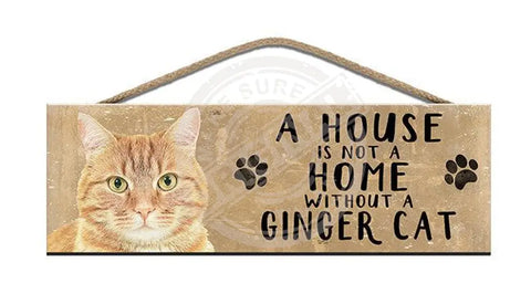 Wooden Sign - House Is Not A Home Without Ginger Cat Signs