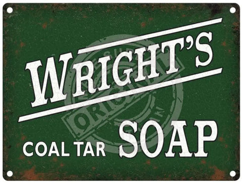 Wright coal tar soap metal sign