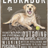 Yellow Labrador dog characteristics metal sign