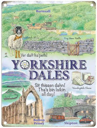 Yorkshire Dales landmarks metal sign