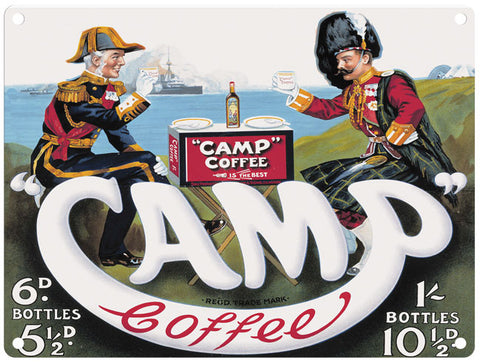 Camp Coffee vintage metal sign